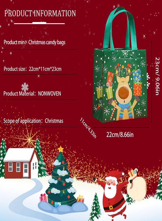 SHBLOMK 16PCS Christmas Gift Bags, Christmas Tote Bags with Handles, Reusable Non-woven Shopping Bags for Xmas Party Supplies, Xmas Decorations - Image 2